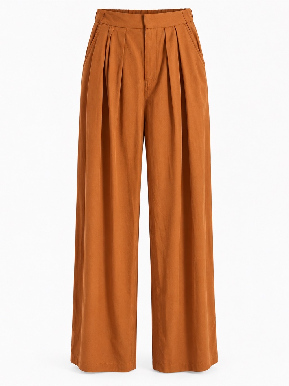 Terea by Andrea Pitter Rust Pleated Wide Leg Pants Size L NWT